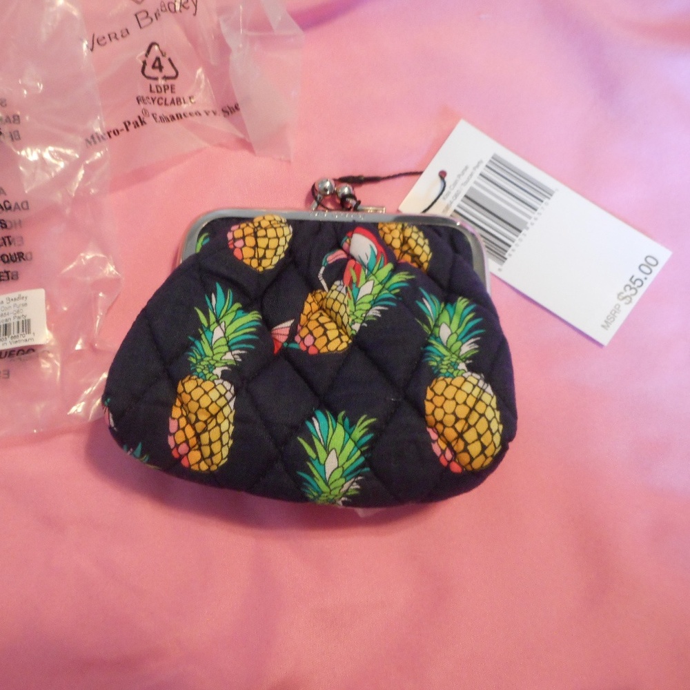 Vera Bradley NEW Kiss Coin Purse Toucan Party